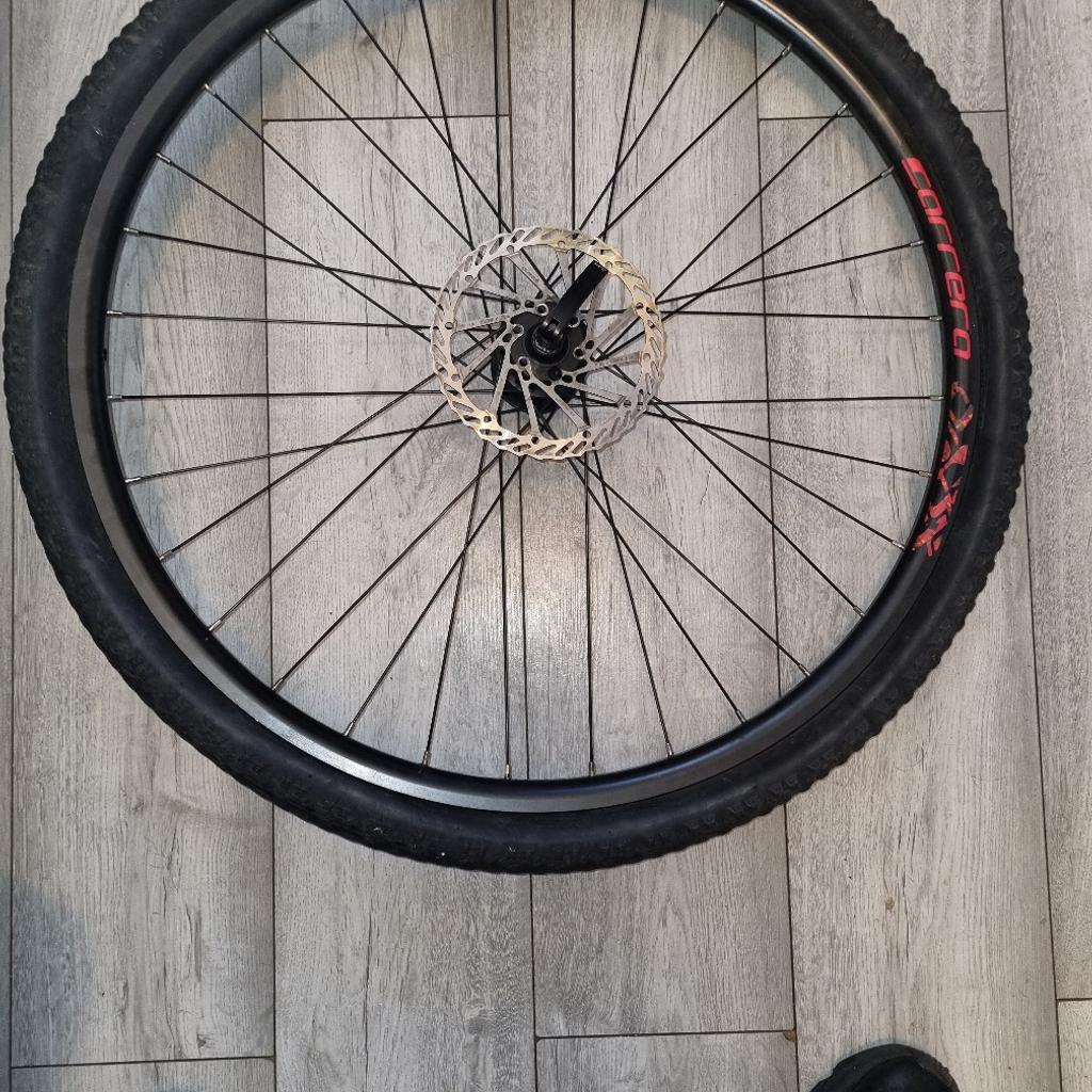 I have x2 careera mountain bike wheels ready to be fitted to any mountain bike frame they are both quick release and are in good working condition.tyres included