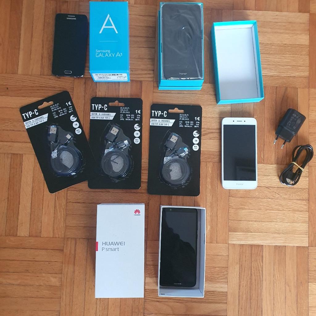 4 Handys alle im Top Zustand

Samsung Galaxy A3
Huawei P Smart
Honor 6a
honor 5c

Voll funktionsfähig