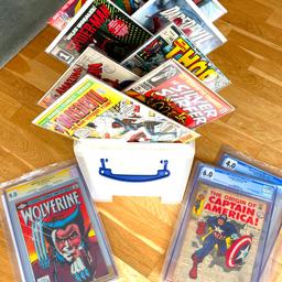** MESSAGE ME FOR FULL LIST (online excel file). **

Over 1500 Comics and Graphic Novels for sale, including:MARVEL / DC / IMAGE
Most from 1960s-90s. Many very rare. All in excellent condition.

Comics are bagged and boarded. Many CGC graded comic slabs too.

Collection from Sevenoaks, Kent or can post. No time wasters please.

Graded Slabs listed here:

Batman: The Adventure Continues # 1 (2020) | CGC 9.2 (White Pages) | £60
Frankies Comics Peach Momoko Harley Quinn Minimal Dress Variant. Limited to 1500 copies

Marvel Super Heroes Secret Wars # 3 (1984) | CGC 9.4 (White Pages) | £80
1st New Titania & Volcana

Daredevil # 16 (1966) | CGC 5.5 (Off-White to White Pages) | £325
First ever John Romita Spider-Man. First Masked Marauder.

Sub-Mariner # 1 (1968) | CGC 4.5 (Off-White Pages) | £340
Origin of the Sub-Mariner (Namor McKenzie) retold.

Plus P&P