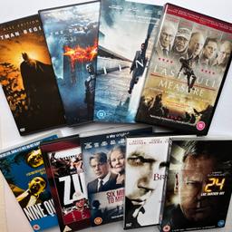 Various DVD’s, excellent condition: 24 Live Another Day complete series. Tenet. The Last Full Measure. The Dark Knight. Batman Begins. Zulu. Nine Queens. Six Minutes To Midnight. Mr Brooks. Collection only. Available to meet Hereford or Leominster