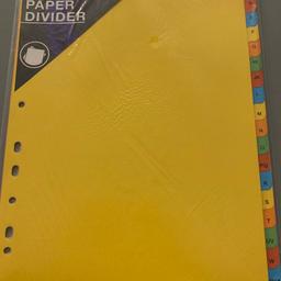 Pack of A-Z A4 folder dividers. 
Brand new in sealed pack. 
Cash on collection only from CV10 - Whittleford area of Nuneaton.