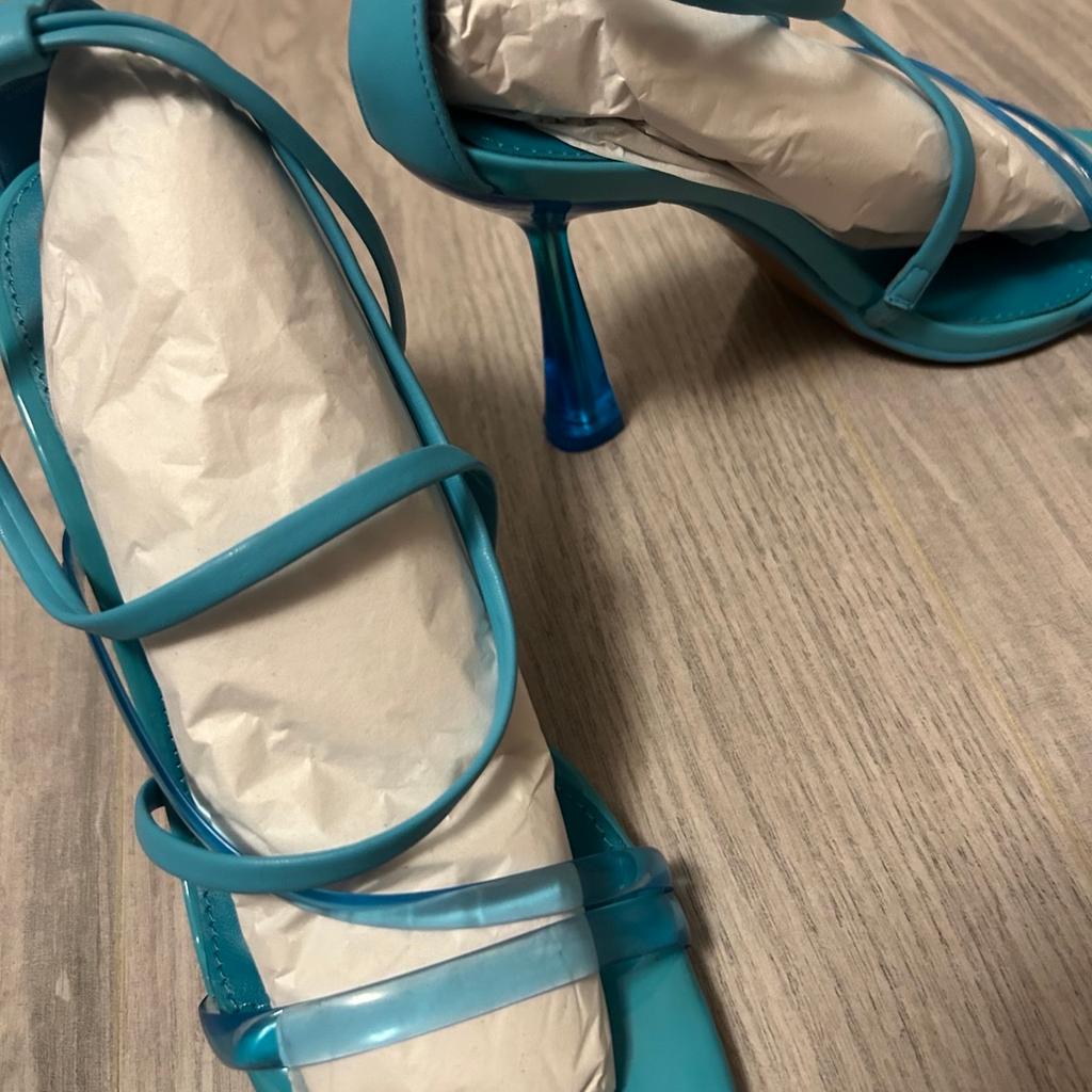 Brand new river island turquoise blue Perspex shoes size 5