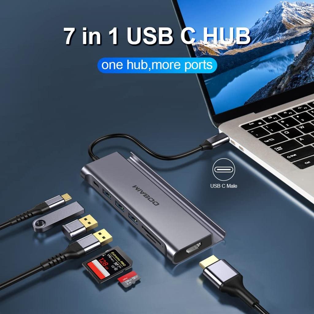 Hub USB C, USB C Adapter with 4K HDMI Output, PD 65W Charge, Ports USB 2.0, SD/TF Card Reader, Compatible Avec Phone 14 MacBook Pro/Air, Laptop and More Type-C Devices