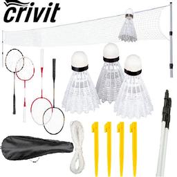 Badminton Komplett-Set für 4 Spieler Netz 4 Schläger 3 Bälle 6,2x0,6m
