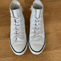 like new 
worn on one occasion 
leather white trainers 
excellent condition 
zip fasten 
like converse 
check out my other listings loads of new and hardly worn items for sale