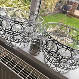 2 x metal lamp shades with 2 x tealight or candle holders