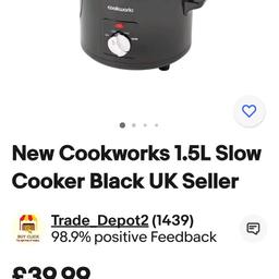 1.5L cookworks compact black slow cooker only for £15 only the box is bit ripped as shown in the picture 