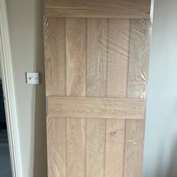 Solid oak internal door, tongue and groove design. Unused and still in original packaging.

Measurements:
H:195cm
W:69cm
D:2cm

£140 (ono)
Collection only