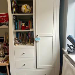 Tutti Bambini Lucas/Katie wardrobe
Solid wood. One soft close door cupboard with shelf and hanging rail. Two open shelves, two half width drawers and one full bottom drawer. Lovely condition. £549 brand new selling for £200 ono.