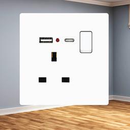 Single 1 Gang 13A Switched Socket with 1 x Type A and 1 x Type C USB Outlets White

* Brand new stock in large quantity available
* USB 2.1A total charging load
* 1 x Type A and 1 x Type C USB charger outlets
* Fits 35mm deep wall box (Not included on this listing)
* Ideal for charging tablets, mobile phones, digital cameras, etc.
* Curved profile face plate with curved rocker
* Current Rating: 13A
* Dimensions: (H)86 mm x (W)86 mm
* Ideal for charging tablets, mobile phones, digital cameras, etc
* Complete with fixing screws

 
Collection at Birmingham City Centre Area (B9 5DQ), Outside Clean Air Zone