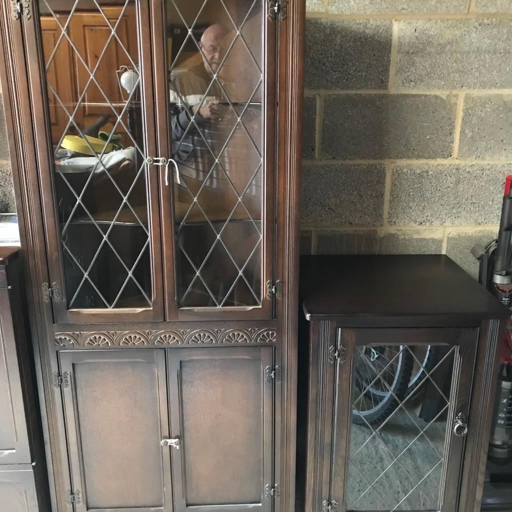 Bookcase with leaded glass doors
Corner unit with leaded glass doors
T V Cabinet
Nest of tables
Standard Lamp
HI FI Cabinet with leaded glass door
Slim table