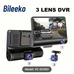 3 lens, 10.16 cm IPS dash cam rearview camera video recorder Night Vision
Still got protective film on screen