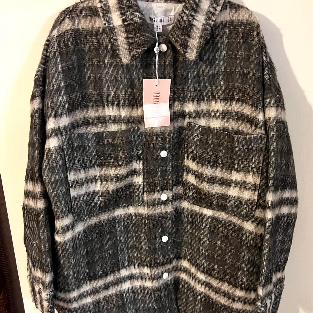 Hi ladies welcome to this gorgeous looking style Missguided Wool Blend Checked Brushed Shacket Size Uk 6 brand new with tags