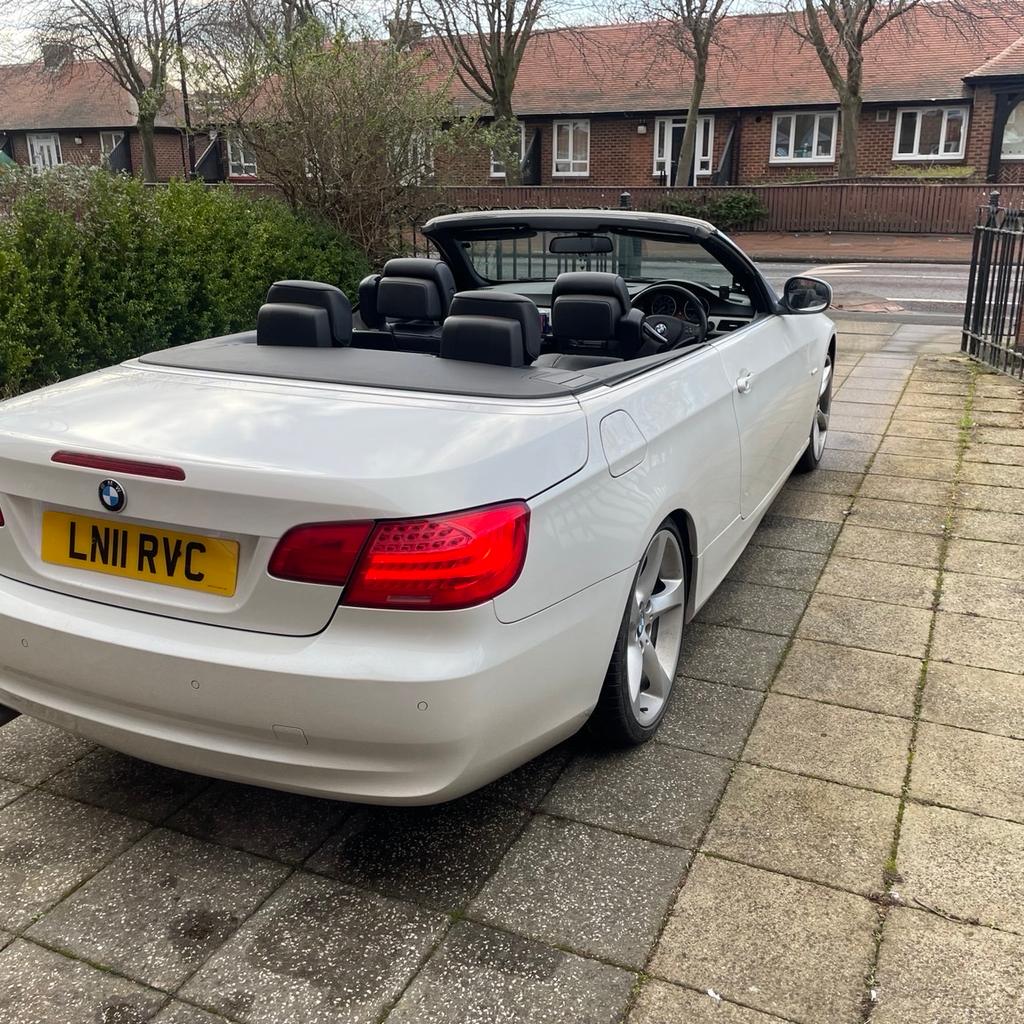 Hi here I have for sale my
BMW 3 Series SE (2011) Pearl White,
2.0 320d SE Convertible 2dr Facelift Manual Euro 5, (184 horsepower) Mot October
Tinted rear windows, Electric Leather seats, leather steering wheel. Cruise control, parking sensors, Bluetooth USB car stereo, 19” Inch alloys, electric window, electric seats, climate control, air conditioning, day time running white halo lights.

Over all an excellent car in good condition first to see will buy

May consider px
