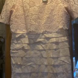 Pink midi dress with lace top brand new ideal for wedding or special occasion size 18