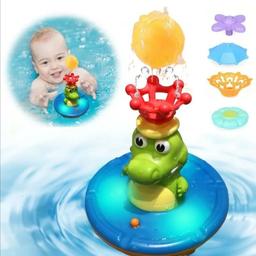 Baby Bath Toys,Cute Crocodile Automatic Water Spray Light up Bathly Sprinkler