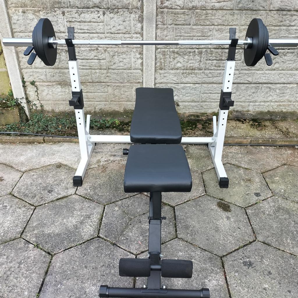 Weight bench, rack, 6ft Olympic bar with spring collars and 37.5kg of Olympic Deep dish weight plates Brand-new.
Collection from Ashton in Makerfield in Wigan £160 no offers.