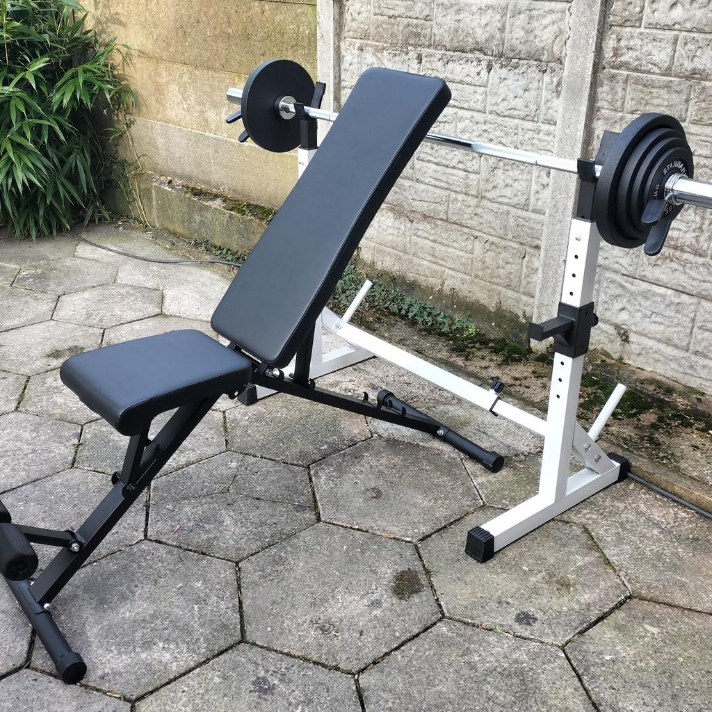 Weight bench, rack, 6ft Olympic bar with spring collars and 37.5kg of Olympic Deep dish weight plates Brand-new.
Collection from Ashton in Makerfield in Wigan £160 no offers.