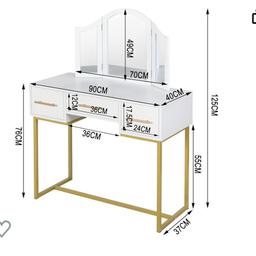 Dressing table with mirror attached
Only bought this 2 months ago. Completely assembled and in good condition.

White and gold

Pick up from ig2 6rh