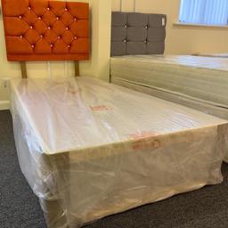 Single Damask divan base with orange velvet diamonte headboard 
£120.00

B&W BEDS 

Unit 1-2 Parkgate court 
The gateway industrial estate
Parkgate 
Rotherham
S62 6JL 
01709 208200
Website - bwbeds.co.uk 
Facebook - B&W BEDS parkgate Rotherham

Free delivery to anywhere in South Yorkshire Chesterfield and Worksop on orders over £100

Same day delivery available on stock items when ordered before 1pm (excludes sundays)

Shop opening hours - Monday - Friday 10-6PM  Saturday 10-5PM Sunday 11-3pm