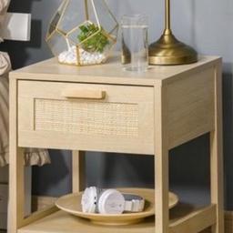 New single drawer bedside cupboard /table , rattan, cash on collection please