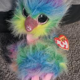 BNWT - TY Beanie Fluffy Bird Soft Toy - Asha - one size
