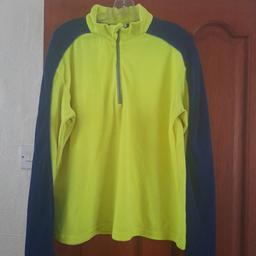 yellow/blue fleece zip up crewneck elasticated cuffs edged in black size ladies 12/14 fit mens chest 38inc crane sports mustard/black/grey zip up neckline pocket at back elasticated waistline cycling jacket size 12/14 fit men 38inc chest from smoke free home 🏡