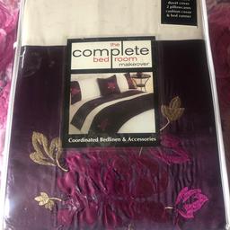 New bedding 
Includes duvet cover 
2 pillow cases & cushion covers 
With a bed runner. 
Can deliver local only 
Also can post
