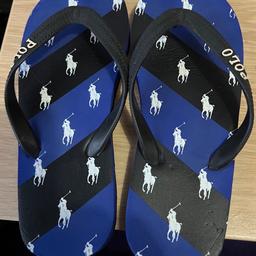 Polo Ralph Lauren flip Flops. Polo , printed on straps and polo printed on the insoles.
Come from smoke and pet free home
Buyer pays for postage paid £45