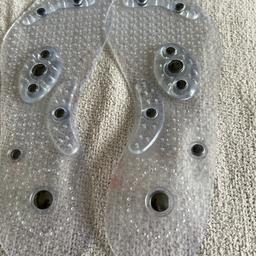 Clear soft insoles with magnets placed on points to help with foot and leg pain.size 5 to 6 new item Been £5.00