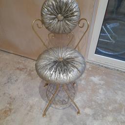 fab 1960's Cresta of London bedroom chair perfect height for a dressing table.  frame has been resprayed gold and recovered in a metallic velvet fabric