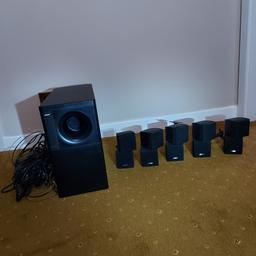 Bose Acoustimass 15 home theater speaker system.
This consists of 5 speakers and a subwoofer.
Collection from Buxton only.