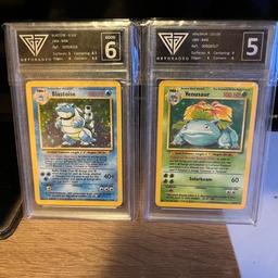 Blastoise and venusaur graded Pokemon cards 1999 base set, can deliver if local to me,, definitely a great gift for any Pokemon lover #valentine