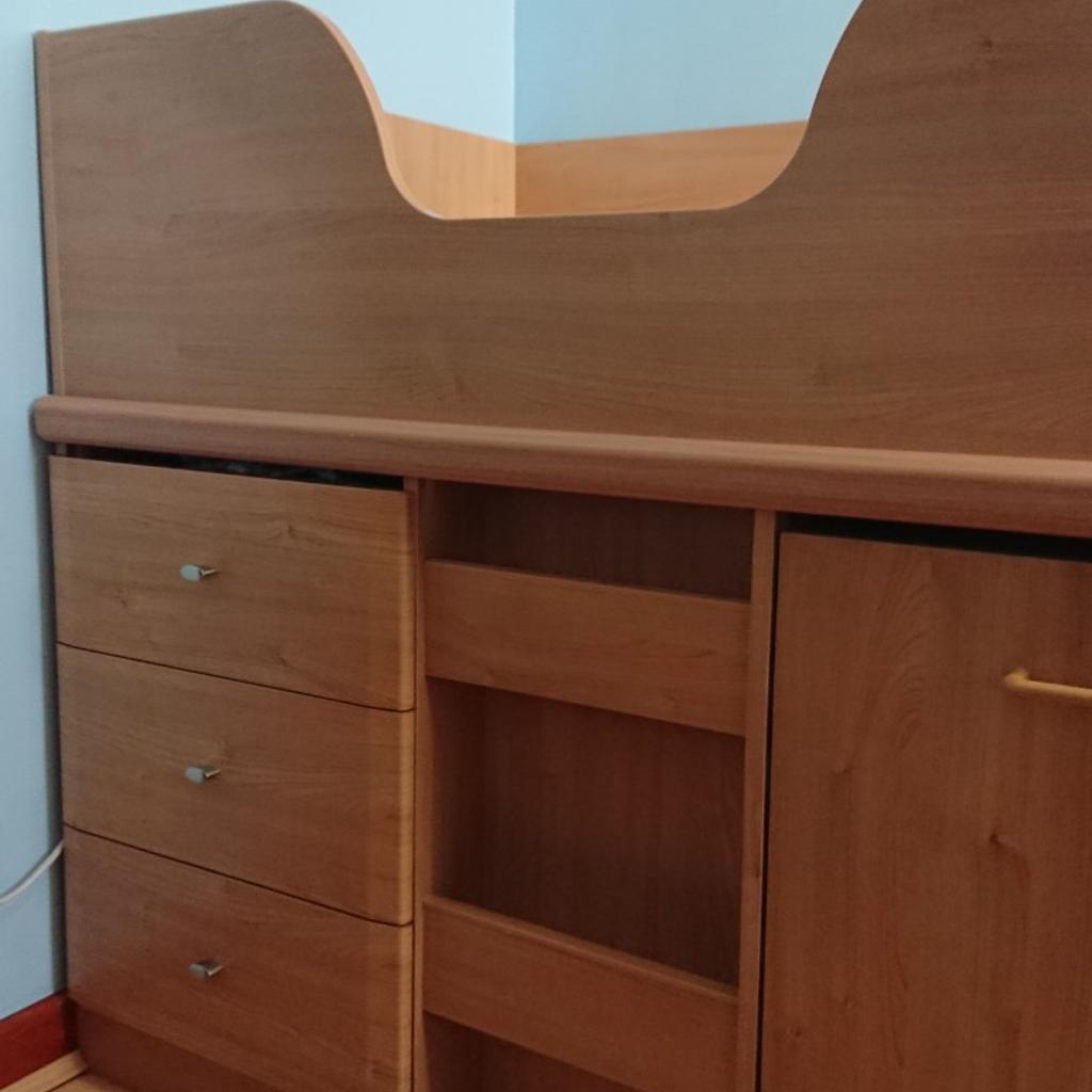 Mid sleeper used cabin bed with cupboard, pull out desk and chest of drawers. No mattress included.In good condition with some wear and tear.Only used by one child.
Have matching wardrobes and chests of drawers if interested.
Sorry no returns accepted.
From Smoke and pet free home.
Feel free to message anytime.
Thanks for Looking!
#valentine