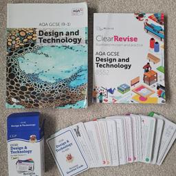 Guides to support anyone studying AQA GCSE Design & Technology.

Bundle contains the following:
- Textbook by M J Ross
- ClearRevise (Revision & Practice)
- CPG Revision Cards 

All in great condition and for just £15.00 ono.

Cash on collection only. Please check out my other items.
