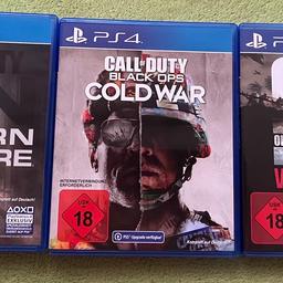 Modern Warfare, Black Ops Cold War, Vanguard 

Alles in super Zustand ohne Mangel je 25€ 

Zusammen 70€