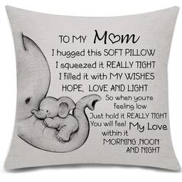 Message-To My Mum I hugged this soft pillow , I squeezed it really tight...

Designed for-Mum Birthday, Thanksgiving, Mother's Day, Christmas, etc.

Pillowcase Size:-18" x 18" / 45cm x 45cm (Manual Measurement, 1-2cm deviation is allowed). The perfect size can match your. garden, sofa, bench, car, office, and bed perfectly

High quality Material - This throw pillow cover is made of pure natural flax, high quality flax material has natural heat and moisture wicking properties, odorless.

Please note- Pillow Cover ONLY, Inserts are NOT included.