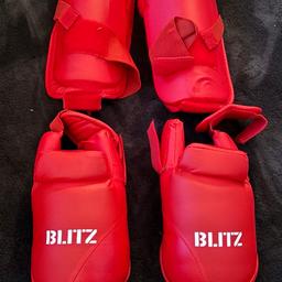 Karate Shin & Foot Pads. 
Make - Blitz
Size - small adult
Colour - Red
Collection Only
