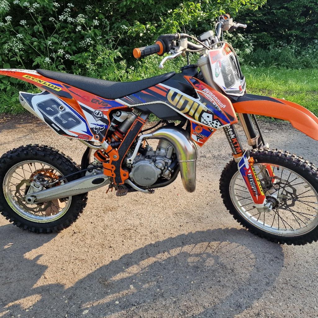 Road legal ktm 85cc sx small wheel.
Full logbook in my name.(q plate)
Ktm folder.
Can be ridden on a CBT/17years old.
Will need M.O.T for the bike to be put on the road..

Its had:
Force reed
New spark plug
New piston
New tyre
New grips
New chain
New sprocket front/rear
New wheel bearing front/rear
Fresh oil

The bike has had a rebuild 6-7 months ago by a friend,who's a mechanic. Bike runs like a dream could benefit with some new graphics if your fussy

swap
car(audi a1)
bike
quad
van
4x4(Jimny)