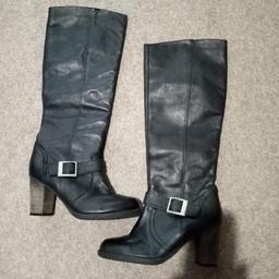 Ladies Black Real Leather Boots. Size 6. Collection only.