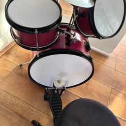 Childrens drum kit from Smyths paid around £50 for, hardly played with. Will need new drum sticks but everything else here