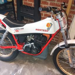 1981 Montesa cota200 , twin-shock trials bike , investment piece , runs perfectly , engine built by Nigel Birkett , last 3 owners have not trialled this bike ( just collectors ) lovely condition , gold wheels/bars , new shocks/tyres , frame restored. space required , hence sale , more photos to follow.