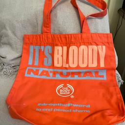 Strong cotton tote bag.deep orange colour.Body Shop make.Been £5.00 new item