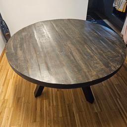 Esstisch mit Massivholzplatte aus Mangoholz rund
120 cm tiefe 76 cm