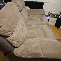 2 piece sofa set - 2 seater and 3 seater recliner and USB port on all sides. In fair condition but has some marks and stains. Moving house so selling as soon as possible.