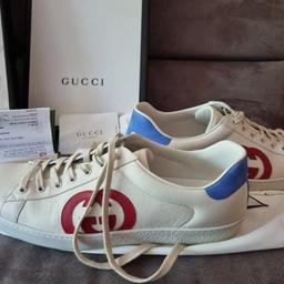 Original Gucci Herren Sneaker Gr.10 (44) aus dem Laden in Stuttgart (Rechnung dabei). Leider falsche größe. Schuhe, Rechnung, ersatz Schnürrsenkel, Staubbeutel und Karton dabei.