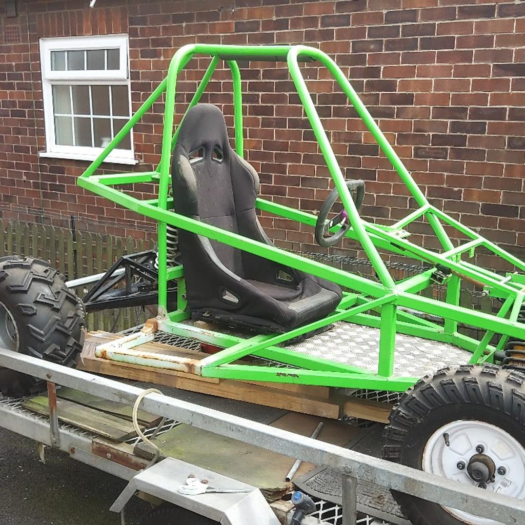 For sale is 1 edge side winder buggy. Is Built from edges Australian plans. This has a kawasaki z400 twin engine which runs fine. or can be suited to other engines. This is an ongoing project that I never seem to have te time to finish. There are loads of parts for this project not in the photos. This buggy comes with a drop down tail trailer for loading this buggy would be a great project for a budding engineer to finish I was building this to take in a quarry for some fun but life gets in the way. Thanks micky.