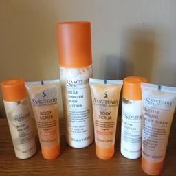 Mix of New and used in this bundle
1 x 250ml body lotion
2 x 75ml body lotion travel size
3 x 50ml body scrubs 
pamper yourself at home or away with this lovely bundle
selling other items please check them out
No offers If you buy regularly you will know how expensive this range of product is 
collection b33