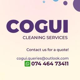 COGUI Cleaning Services is a cleaning company committed to delivering high-quality, professional cleaning solutions to residential and commercial clients in London. Our mission is to exceed our clients' expectations by providing reliable, efficient, and top-notch cleaning services while upholding the highest standards of integrity and professionalism.
Get in touch for quote!