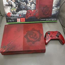 here is my xbox one s which I've had from new
comes with limited edition gears of war 4 console
stand,hdmi & power cable
original packing
original controller
Good working condition